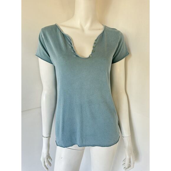 Zadig & Voltaire Tunisien MC Patch Skull Cotton Tee Shirt green/teal sz S - Picture 2 of 4